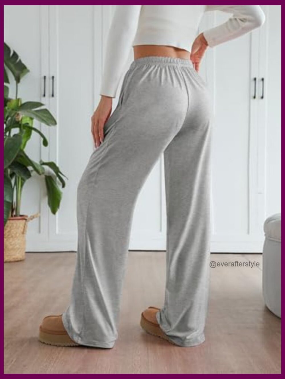 Women's Wide Leg Lounge Pants Low Rise Baggy Pajama Bottoms with Pockets Y2K - Picture 4 of 5
